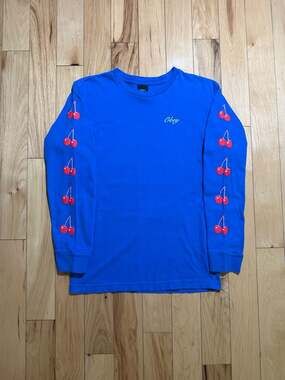 Obey Worldwide Long Sleeve T-Shirt With Cherry Print Sleeves